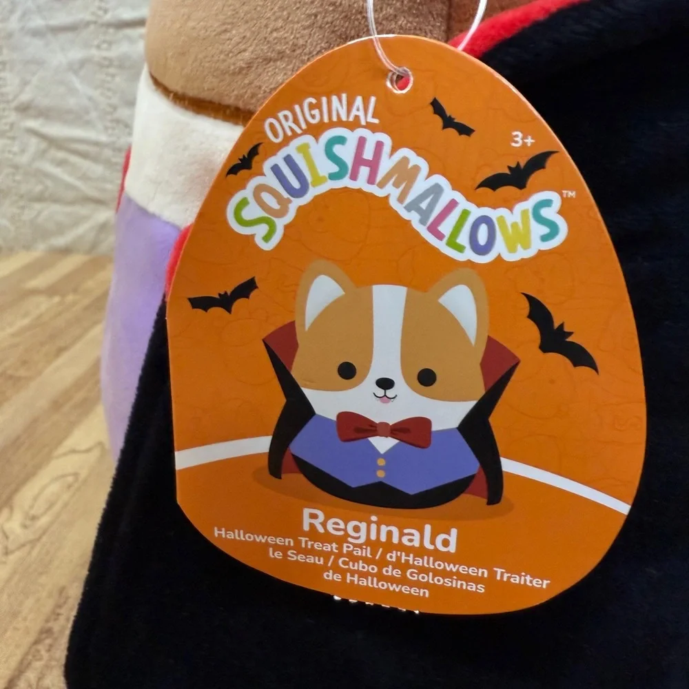Squishmallows Reginald Vampire Corgi Treat Pail Ultra soft Official Plush